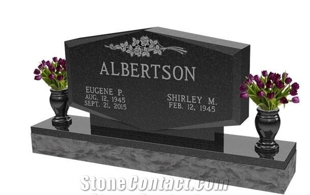 Engraved Single Black Granite Monuments Absolute Black Monument