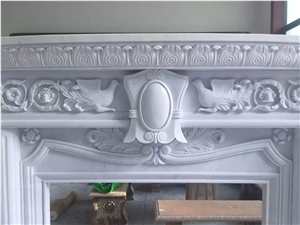 Handcarved Modern Fireplace,Sculptured White Marble Fireplace Mantel