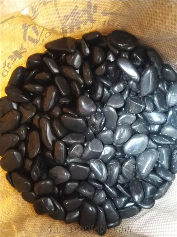 High Polished Black Pebble Stone, River Stone