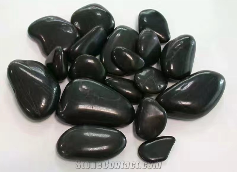 High Polished Black Pebble Stone, River Stone