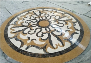Marble Pattern Beige Marble Round Floor Waterjet Medallions
