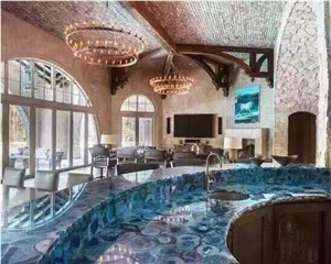 Semiprecious Gemstone Blue Agate for Bathroom Project