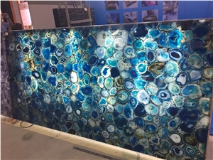 Semiprecious Gemstone Blue Agate for Bathroom Project