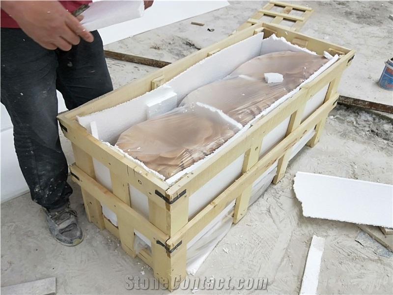 Stone Carving 3 Tiers Yellow Limestone Large Water Fountain for Garden