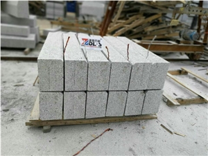 China Cheap G383 Light Grey Granite Flamed Round Road Side Curbstones