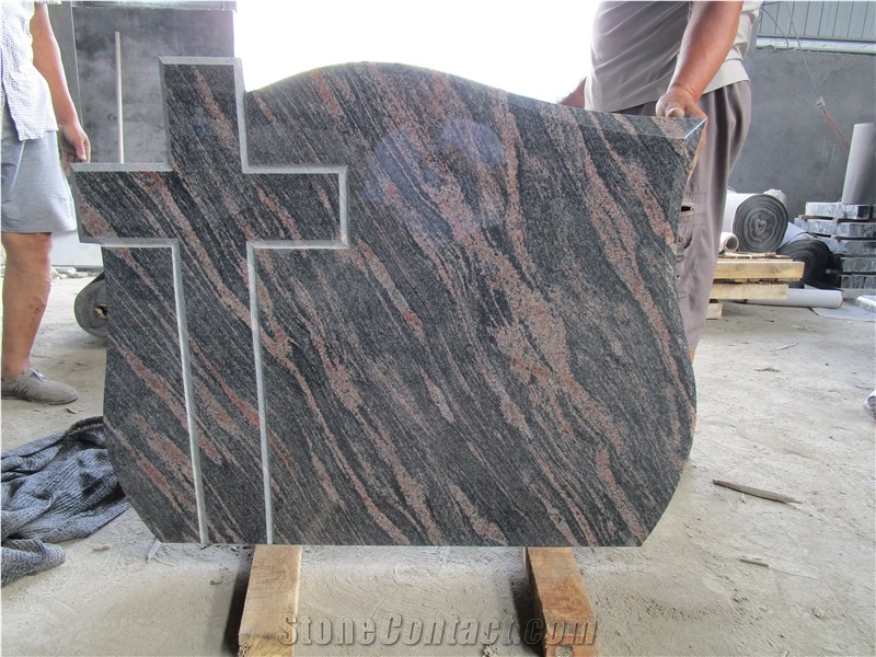 China Cheap New Aurora Cardan Red Brown Granite Cross Headstone Tombs