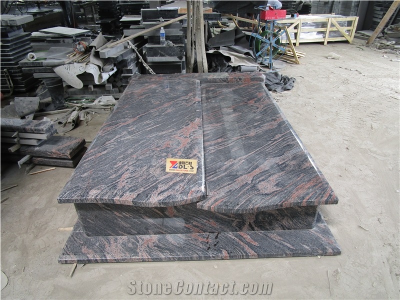 China Cheap New Aurora Cardan Red Brown Granite Cross Headstone Tombs
