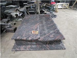 China Cheap New Aurora Cardan Red Brown Granite Cross Headstone Tombs