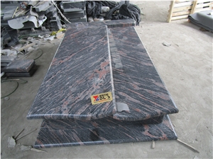 China Cheap New Aurora Cardan Red Brown Granite Cross Headstone Tombs