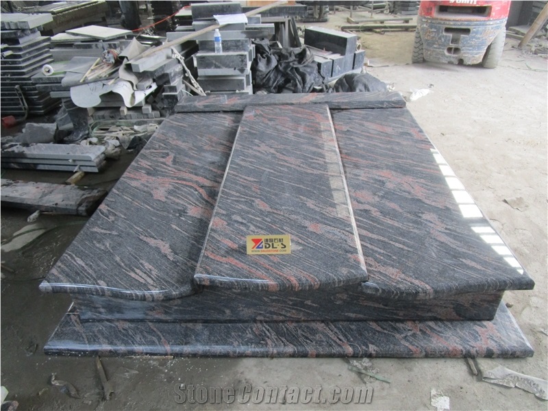 China Cheap New Aurora Cardan Red Brown Granite Cross Headstone Tombs