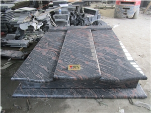 China Cheap New Aurora Cardan Red Brown Granite Cross Headstone Tombs