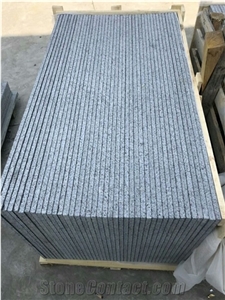 China New G684 Black Basalt Flamed Waterjet Brushed Floor Tiles