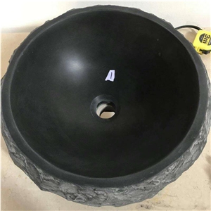 Hainan Grey Basalt Andesite Bathroom Sinks Wash Basins Bowls Natural