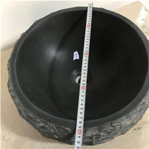 Hainan Grey Basalt Andesite Bathroom Sinks Wash Basins Bowls Natural