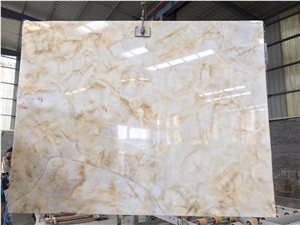 Luxury Natural Translucent Gold Onyx Slabs Low Cost