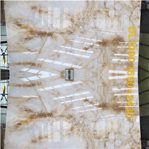 Luxury Natural Translucent Gold Onyx Slabs Low Cost