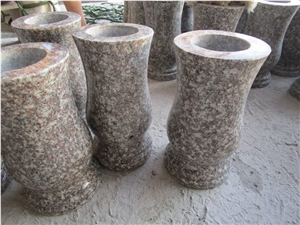 Pink G664 Granite Tombstone Headstone Cemetery Accessories Vases