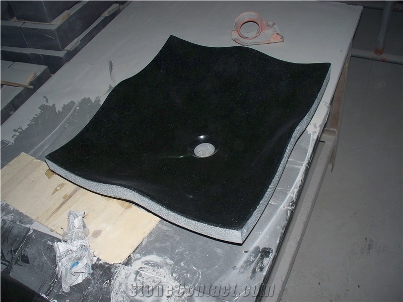 Absolut Black Water Oval Square Sink & Basin Bathroom Granite