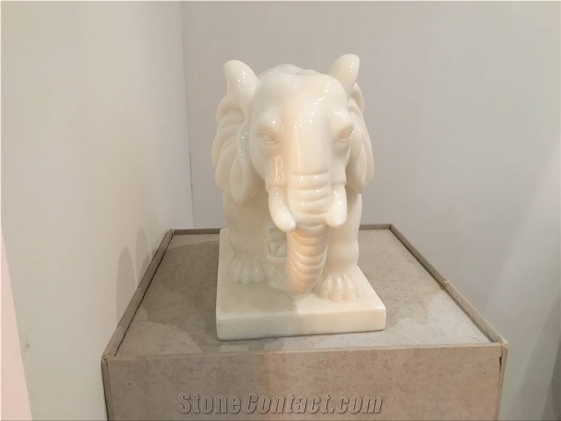 Modern Style White Abstract Hand Sculpture Handcarved