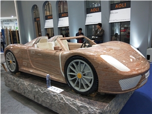 Red India Jacaranda Granite Ferrara Car Sculpture Custom Made