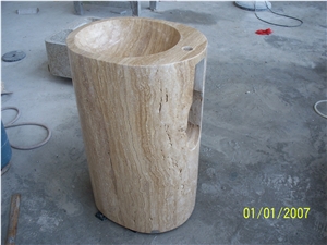 Travertine Round Sink & Basin Interior Bathroom Decoration