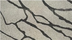 China New Quartz,Veining Series,Sole/Granite Color,Fine/Big Grain,Slab