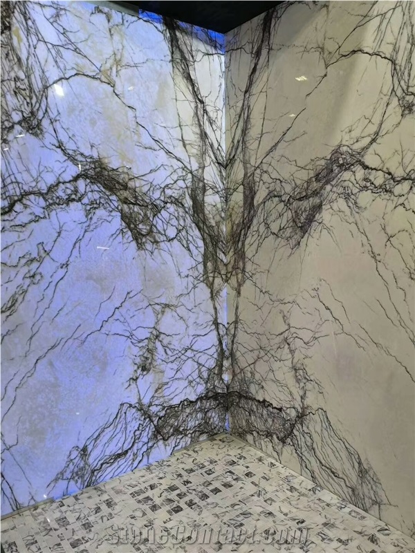 Milas Lilac White Marble Book Matched Veins for Decorative Wall Panel
