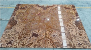 Translucent Tiger Onyx Book Matched Panels for Decorative Wall Design