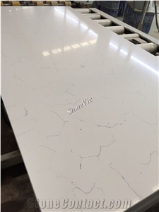 White Quartz Engineered Stone Veining Marble Look Slabs&Tile Best Price