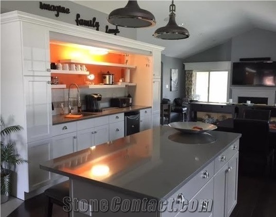 Solid Grey Polished Quartz Stone Surfaces Corian Stone 2/3cm Thick
