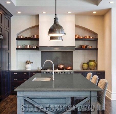 Solid Grey Polished Quartz Stone Surfaces Corian Stone 2/3cm Thick