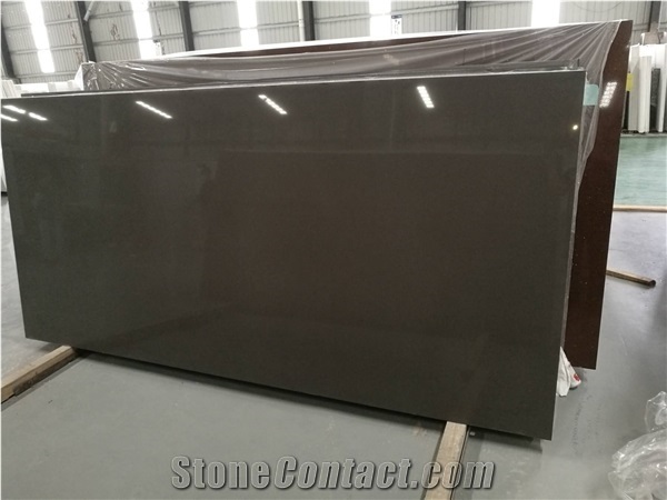 Solid Grey Polished Quartz Stone Surfaces Corian Stone 2/3cm Thick