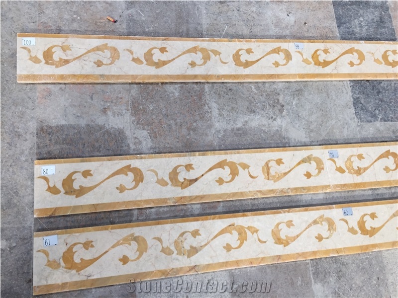 Gold Marble Waterjet Medallion Border,Waterjet Pattern Border