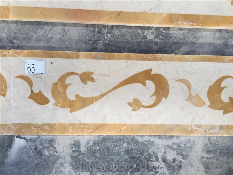 Gold Marble Waterjet Medallion Border,Waterjet Pattern Border