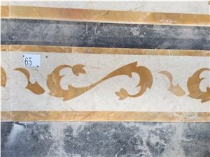 Gold Marble Waterjet Medallion Border,Waterjet Pattern Border