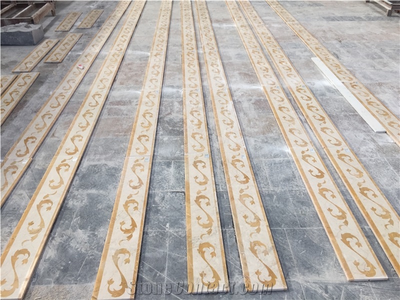 Gold Marble Waterjet Medallion Border,Waterjet Pattern Border