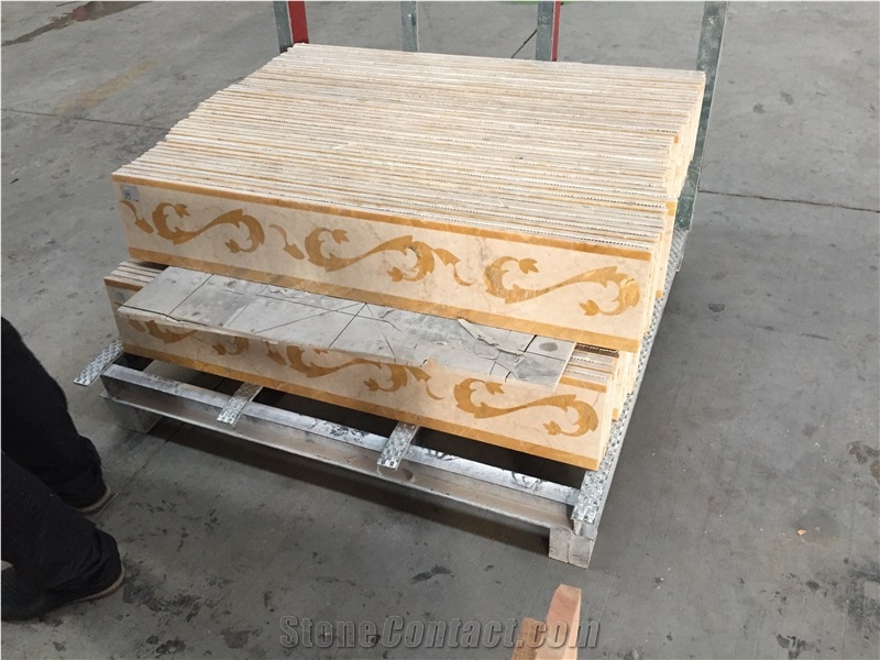 Gold Marble Waterjet Medallion Border,Waterjet Pattern Border