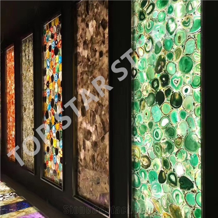Backlit Green Semiprecious Wall Panel Green Semiprecious Onyx Tile