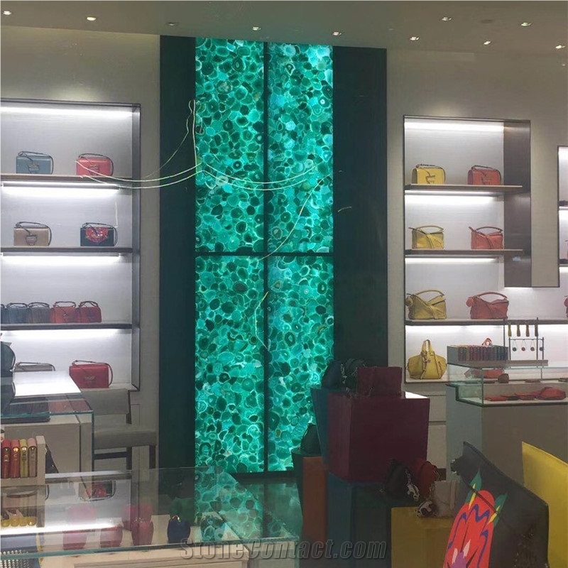 Backlit Green Semiprecious Wall Panel Green Semiprecious Onyx Tile