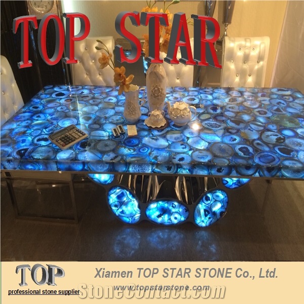 Blue Agate Semiprecious Stone Vanity Top Blue Gemstone Countertop