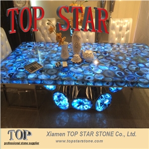 Blue Agate Semiprecious Stone Vanity Top Blue Gemstone Countertop
