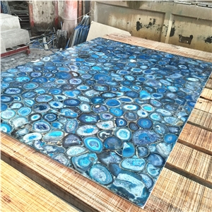Blue Agate Semiprecious Stone Vanity Top Blue Gemstone Countertop