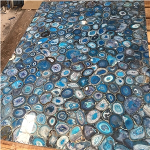 Dark Blue Gemstone Composite Slab Blue Semiprecious Slab