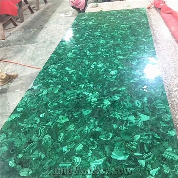 Green Gemestone Agate Bathroom Countertop Green Semiprecious Malachite Vanity Top