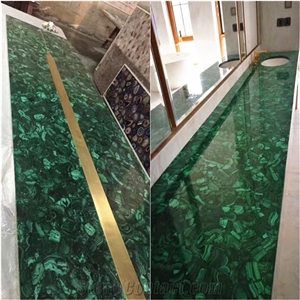 Green Gemestone Agate Bathroom Countertop Green Semiprecious Malachite Vanity Top