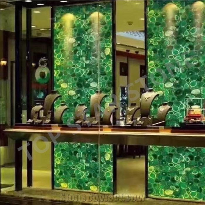 Green Gemstone Jade Green Tile Semiprecious Wall Tile Green Agate Slab