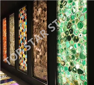 Green Onyx Gemstone Wall Panel Green Agate Stone Semiprecious Tile