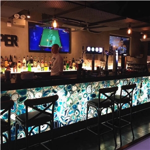 Light Blue Agate Stone Bar Counter Top Blue Gemstone Countertop