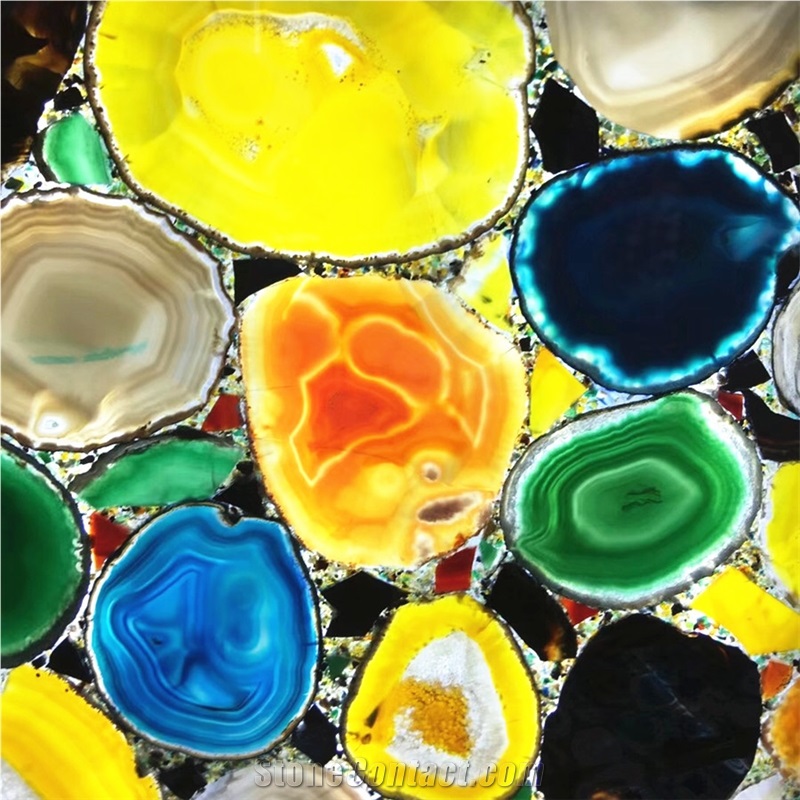Multi Color Gemstone Agate Multi Color Semiprecious Semi-Precious Slab