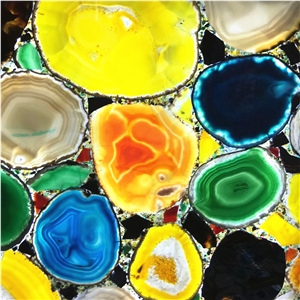 Multi Color Gemstone Agate Multi Color Semiprecious Semi-Precious Slab